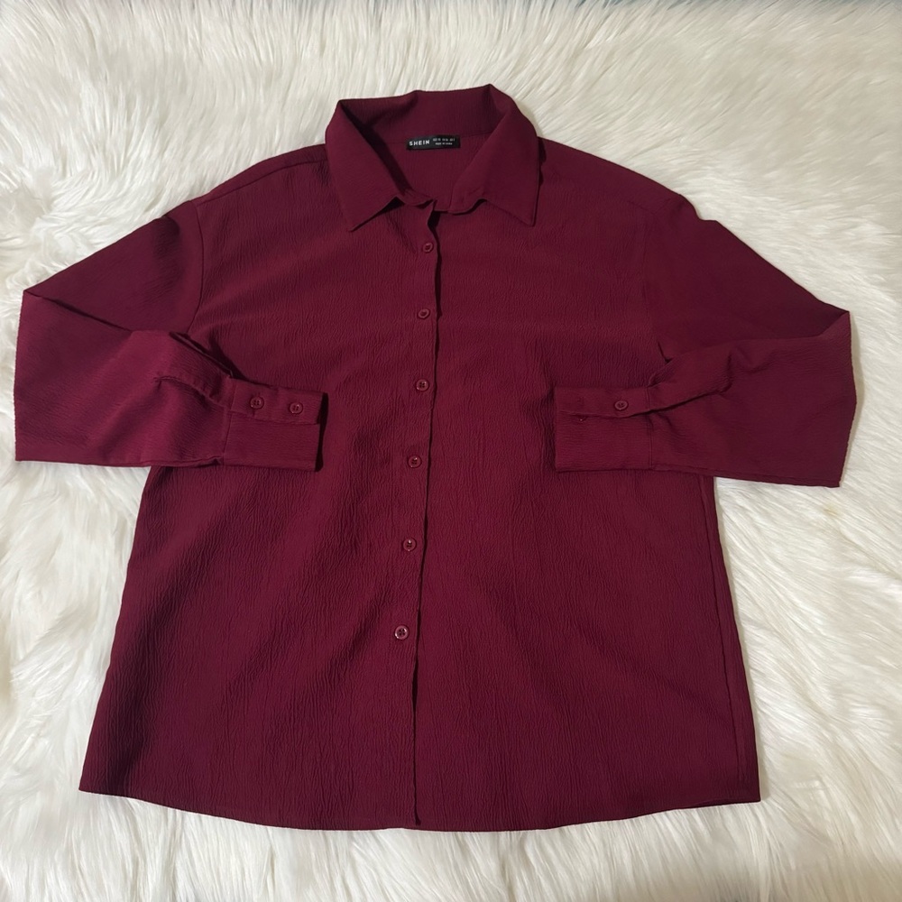 Oversized Burgundy  Button-Up Shirt